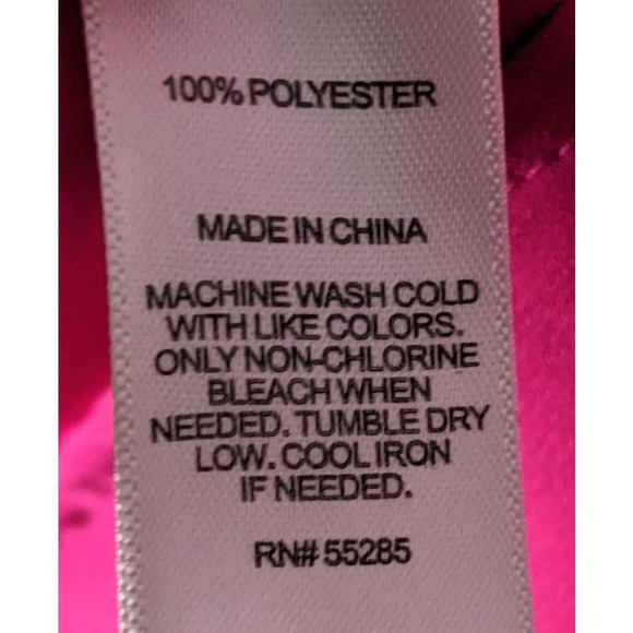 Express Womens Button Up V Neck Blouse Size M Hot Pink Long Roll Tab Sleeve Top - Picture 4 of 4